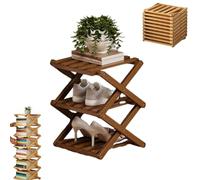 The 9-Tier No-Assembly Bamboo Rack, Foldable Accordion Corner Shoe Shelf, Bamboo Shoe Storage Rack with Zero Assembly Required and Space-Saving Design. (Brown,3 Tier)