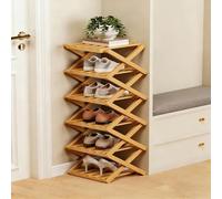 The 9-Tier No-Assembly Bamboo Rack - Foldable Accordion Corner Shoe Shelf, Space-Saving Multifunction Storage Rack for Corridors, Bedrooms and Small Spaces, Sturdy & Stable, Stylish (Style a,6)