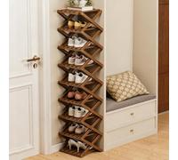 The 9-Tier No-Assembly Bamboo Rack,Foldable Vertical Shoe Organizer for Small Spaces,Narrow Freestanding Storage Shelf for Entryway,Rack for Entryway,Closet,Apartment,Dorm & Home Office (#B,9-Tier)