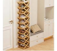 The 9-Tier No-Assembly Bamboo Rack,Foldable Vertical Shoe Organizer for Small Spaces,Narrow Freestanding Storage Shelf for Entryway,Rack for Entryway,Closet,Apartment,Dorm & Home Office (#A,10-Tier)
