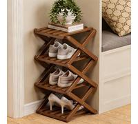 The 9-Tier No-Assembly Bamboo Rack,Foldable Vertical Shoe Organizer for Small Spaces,Narrow Freestanding Storage Shelf for Entryway,Rack for Entryway,Closet,Apartment,Dorm & Home Office (#B,4-Tier)