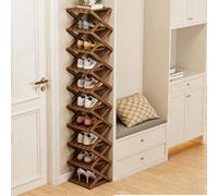 The 9-Tier No-Assembly Bamboo Rack,Foldable Vertical Shoe Organizer for Small Spaces,Narrow Freestanding Storage Shelf for Entryway,Rack for Entryway,Closet,Apartment,Dorm & Home Office (#B,10-Tier)