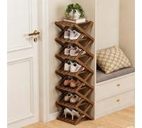 The 9-Tier No-Assembly Bamboo Rack,Foldable Vertical Shoe Organizer for Small Spaces,Narrow Freestanding Storage Shelf for Entryway,Rack for Entryway,Closet,Apartment,Dorm & Home Office (#B,7-Tier)