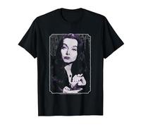 The Addams Family Morticia Drinking Tea Vintage Portrait Camiseta, Hombre, Negro, XXL