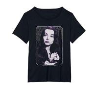 The Addams Family Morticia Drinking Tea Vintage Portrait Camiseta, Mujer Tallas Grandes, Negro, 2XL Grande