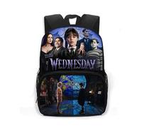 The Addams Family Wednesday Addams Theme Backpack Comfy Rucksack School Bag with Two-way Zipper