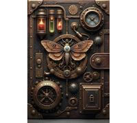 The Alchemist's Codex: Artifact Journal: Steampunk Cabinet of Curiosities Lined Notebook | 6 x 9 Inch Wide Format | Hyper-Detailed Brass, Leather & Vials Design