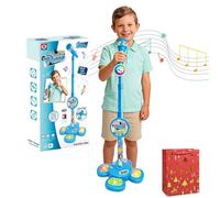 The All-in-One Microphone Toy, 2026 New All in One Microphone Toy with Adjustable Stand, Echo Kids Microphone and Stand with Speaker & Colorful LED for Boys & Girls (Blue)