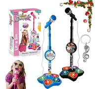 The All-in-One Microphone Toy, Kids Microphone with Stand, 5-in-1 Kid Star Microphones, 2026 New Karaoke Microphones Toy, with Music & Light, for Girls Boys Singing, Party Fun (Blue+Black)