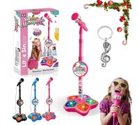 The All-in-One Microphone Toy, Kids Microphone with Stand, 5-in-1 Kid Star Microphones, 2026 New Karaoke Microphones Toy, with Music & Light, for Girls Boys Singing, Party Fun (Pink)