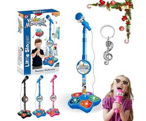 The All-in-One Microphone Toy, Kids Microphone with Stand, 5-in-1 Kid Star Microphones, 2026 New Karaoke Microphones Toy, with Music & Light, for Girls Boys Singing, Party Fun (Blue)