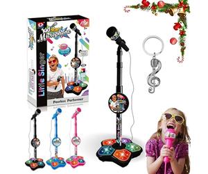 The All-in-One Microphone Toy, Kids Microphone with Stand, 5-in-1 Kid Star Microphones, 2026 New Karaoke Microphones Toy, with Music & Light, for Girls Boys Singing, Party Fun (Black)