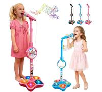 The All-in-One Microphone Toy,Microphone Toy,Karaoke Machine Toy with Light,Microphone karaoké Pour Enfants Avec lecteur de Musique Lumineux con altura ajustable soporte para pequeños (negro)