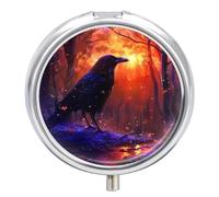 The American Crow Pastillero de 3 compartimentos pequeño portátil para medicina, organizador de pastillas para bolso de bolsillo