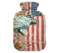 The American Flag Flower - Botella de agua para agua caliente con cubierta suave, bolsa de agua caliente de 2 L para dolor muscular, dolor muscular