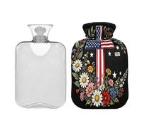 The American Flag The Cross - Bolsa de agua caliente negra con cubierta suave de 2 litros para el cuerpo, alivio del dolor muscular, bolsa para cólicos menstruales