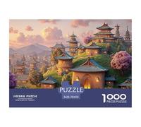 The Ancient Chinese City 1000 Piezas Cartón Fuerte Rompecabezas Asian Fantasy City Imágenes Vibrantes Juego Familiar Puzzle para Niños Pequeños 70x50cm/1000pcs