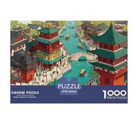 The Ancient Chinese City 1000 Piezas Papel Ecológico Rompecabezas Dream City Imposible, Difícil Juego Creativo Puzzle para Adultos Y Niños 38x26cm/1000pcs