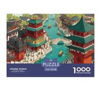The Ancient Chinese City 1000 Piezas Papel Ecológico Rompecabezas Dream City Imposible, Difícil Juego Creativo Puzzle para Adultos Y Niños 52x38cm/1000pcs