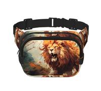 The Angry Lion - Bolso cruzado de moda estampado, bolsa de cintura de senderismo, bolsa de hombro cuadrada de doble capa para viajes y fitness