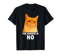 The Answer is No Funny Grumpy Orange Cat Meme Weird Cat Face Camiseta