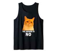 The Answer is No Funny Grumpy Orange Cat Meme Weird Cat Face Camiseta sin Mangas
