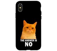 The Answer is No Funny Grumpy Orange Cat Meme Weird Cat Face Carcasa para iPhone X/XS