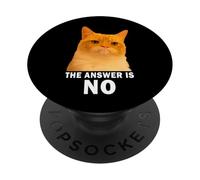 The Answer is No Funny Grumpy Orange Cat Meme Weird Cat Face PopSockets PopGrip Adhesivo