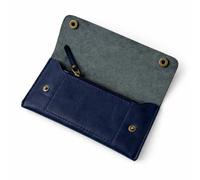 The Antiq - Bolsa de cuero para monedas, organizador de billetes, organizador de billetes, sobre de dinero con bolsillo para móvil, bolsa de dinero para hombres y mujeres, Bolsa de cuero azul para