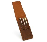 The Antiq Estuche de Cuero para bolígrafos, Almacenamiento de Fuente de Lujo, Estuche para bolígrafo de Reservorio, Funda estilográfica para bolígrafo, Brown, 6x3inches, 3 bolígrafos