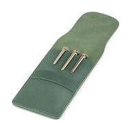 The Antiq Estuche doble para bolígrafos, bolígrafo y estuche de cuero genuino con solapa, estuche doble de cuero, soporte para dos fuentes, bolígrafo (2 bolígrafos, azul)