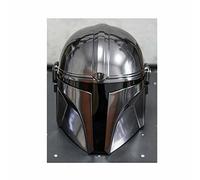 THE ANTIQUE HOUSE - Casco Mandaloriano de acero, con forro y correa para la barbilla para hombre, acabado cromado, 9 x 8 x 26 pulgadas, disfraz Helmet para cosplay y eventos temáticos, Star Steel