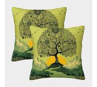 The Árbol de la Vida, The Babbling Brook, The Bright Sunshine Cuadrada Funda De Cojín De Sofá 2 Paquetes con Patrón Adecuada para Cama,hogar,automóvil,Interior Y Exterior 40x40cm