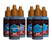 The Army Painter, Airbrush Primary Bundle Blue, 2 tríadas azules de 6 pinturas acrílicas de aerógrafo diluidas de 18 ml - Pintura para un cepillo de aire para miniaturas de D&D y Warhammer