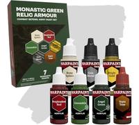 The Army Painter, Combat Se7ens: Monastic Green Relic Armour, 7 Warpaint Fanatic: 4 acrílicos, 2 metalizados, 1 wash, Pinturas de modelismo ideales para miniaturas de DnD y Warhammer