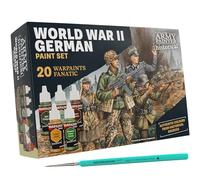 The Army Painter, Historical: WWII German Paint Set Combo, 20x18ml Warpaints Fanatic: 14 acrílicos, 4 lavados, 1 efect, 1 metálico y 1 pincel Dipit - Pintura para miniaturas para recrear el Blitzkrieg