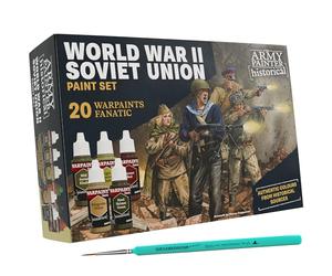 The Army Painter, Historical WWII Soviet Union Combo, 20 x 18 ml | 14 acrílicas, 4 lavados, 1 metálica, 1 efecto y 1 pincel Dipit, para recrear el frente oriental