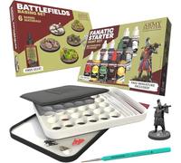 The Army Painter, Hobby Essentials Bundle - con Warpaints Fanatic Starter, Battlefield Basing, Wet Palette XL y 1 Dipit Brush - perfecto para pintar miniaturas para D&D y Warhammer