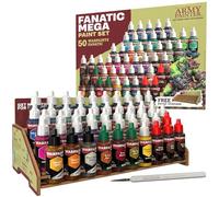 The Army Painter, Warpaints Fanatic Mega Set, 50 x 18 ml, acrílicas | Tonos de piel, metálicas, efectos, lavados, 1 estación de pintura y 1 pincel, Warhammer y D&D