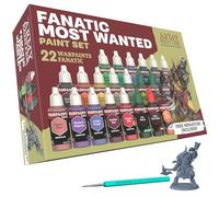 The Army Painter, Warpaints Fanatic Most Wanted Combo Set, 22 x 18 ml | Tonos de piel, metálicas, efectos, lavados, imprimación, 1 pincel y 1 miniatura, D&D y Warhammer