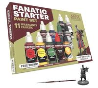 The Army Painter, Warpaints Fanatic Starter Set, 11 x 18 ml acrílicas | Pinturas acrílicas incl. metálicas, lavados, imprimación, 1 miniatura y 1 pincel, D&D y Warhammer