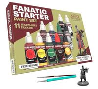 The Army Painter, Warpaints Fanatic Starter Set Combo, 11 x 18 ml Pinturas Acrilicas, incl. 2 metálicos, 1 Wash, 1 Imprimación, 2 Pinceles y 1 Miniatures - Pintura Miniatura para Warhammer Figuras