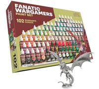 The Army Painter, Warpaints Fanatic Wargamers Paint Set, 102 x 18 ml de Pinturas Acrílicas, incl. Metálicos, Lavados, Efectos, 1 pincel y 1 miniatura - Set para miniaturas de D&D y Warhammer