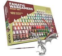 The Army Painter, Warpaints Fanatic Wargamers Set Combo, 102 x 18 ml de Pinturas Acrílicas, incl. Metálicos, Lavados, Efectos, 2 pincel y 1 miniatura - Set para miniaturas de D&D y Warhammer