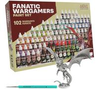 The Army Painter, Warpaints Fanatic Wargamers Set Combo, 102 x 18 ml | Metálicas, lavados, efectos, 2 pinceles y 1 miniatura, set de pinturas para D&D y Warhammer