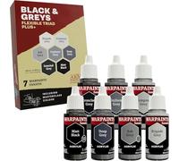 The Army Painter, Warpaints Flexible Triad PLUS+: Black & Greys, 7 x 18 ml de pinturas acrílicas - Pintura de hobby de calidad para miniaturas para Dungeons and Dragons y miniaturas de Warhammer.