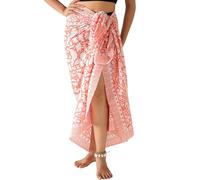 THE ART BOX 100% algodón Sarong Coverup para mujeres, estampado de bloque manual indio, traje de baño pareo, falda envolvente para playa, bikini cover up largo (185 x 110 cm), naranja, Talla única