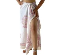 THE ART BOX 100% algodón Sarong Coverup para mujeres, estampado de bloque manual indio, traje de baño pareo, falda envolvente para playa, bikini cover up largo (185 x 110 cm), Talla única