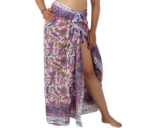 THE ART BOX 100% algodón Sarong Coverup para mujeres, estampado indio de bloque manual, traje de baño, pareo, falda envolvente para playa, bikini cover up largo (185 x 110 cm), morado, Talla única