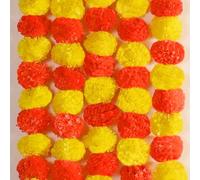 THE ART BOX 5 Piezas - 150cm Cada Maravilla Guirnalda Caléndula Fiesta Boda Artificial Amarillo y Naranja Flores Indio Diwali, Mehndi, Navidad Decoración Puerta Halloween Hebras Flores Falsas